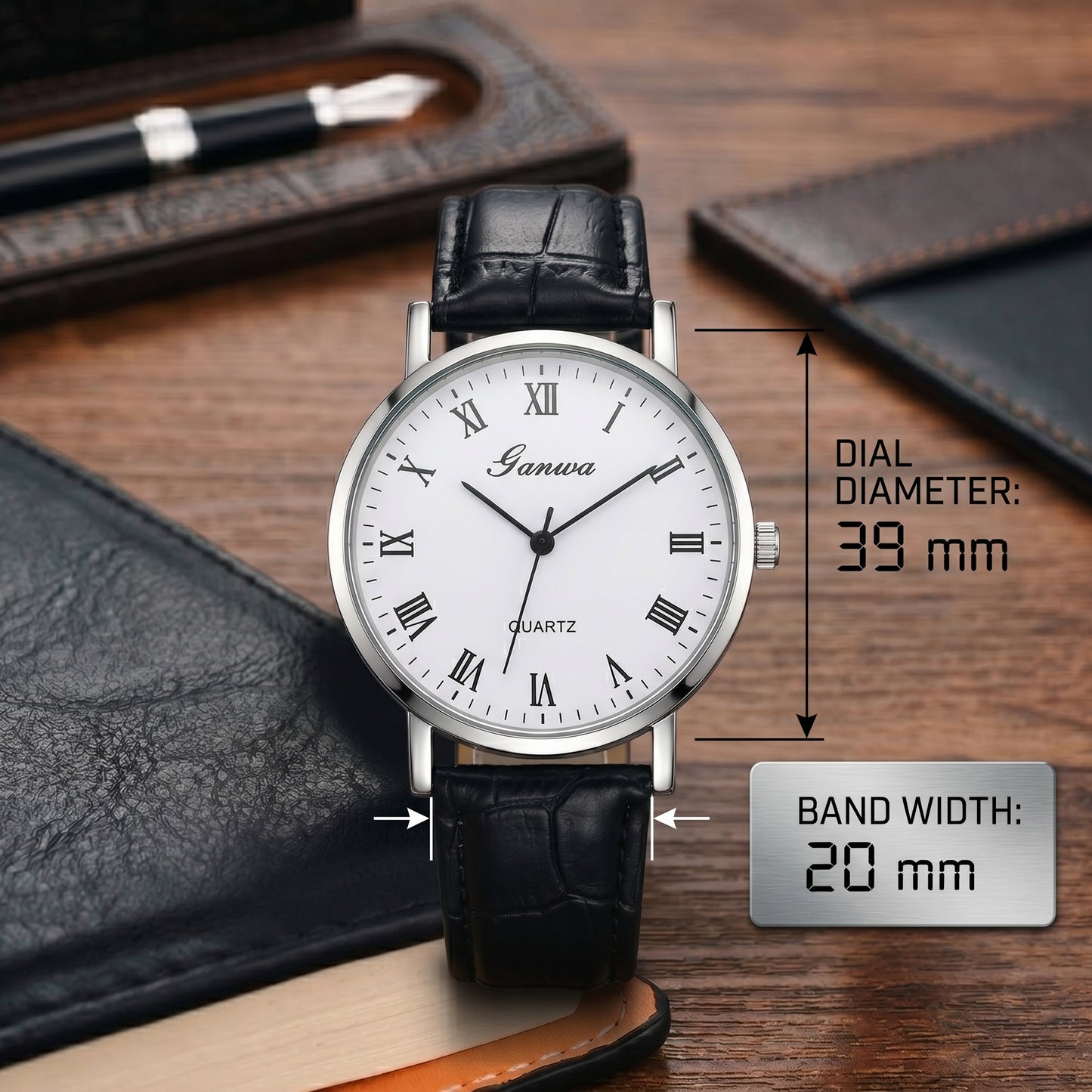 Montre Geneva Quartz Noir et blanc