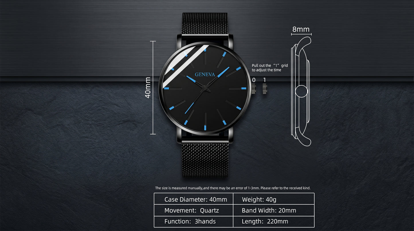 Montre Geneva Noir et Bleu